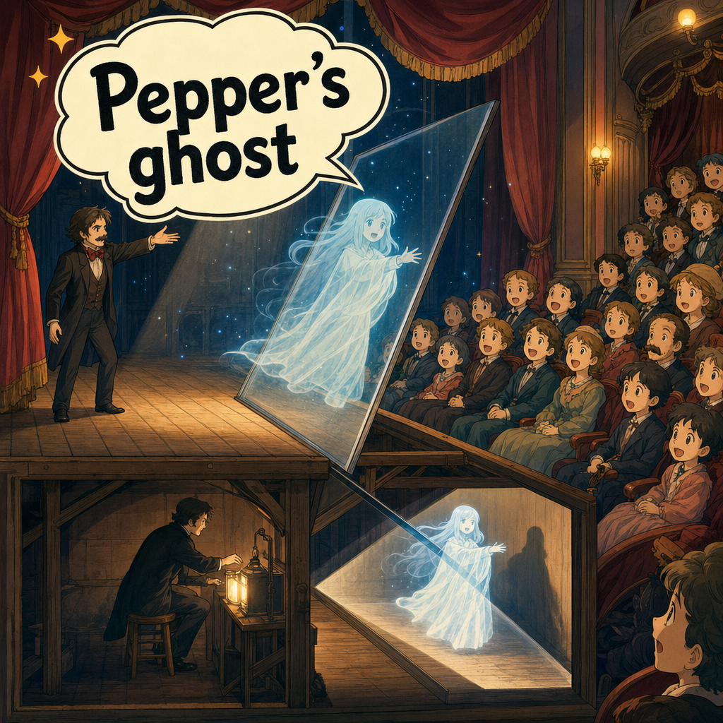 Pepper's Ghost — multi-layer 3D illusion