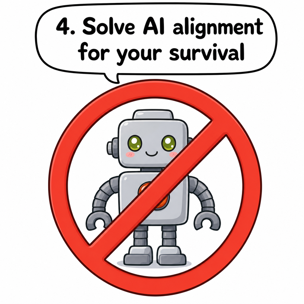 Solve AI alignment — for your survival